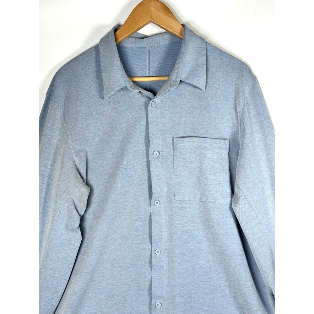 Lululemon Oxford Shirt Mens Blue‎ Long Sleeve Button Front Pocket Minimalist - Picture 2 of 16